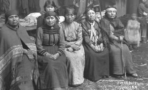 J. A. Juleen 1914 photograph of Tulalip Indian women. Photograph from the Everett Public Library Glass Plate Negative J-184